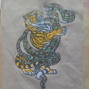 Vibrant Tiger and Snake Embroidered Patch